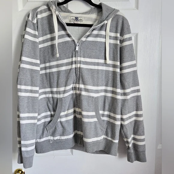 Club Room Sweaters Club Room Gray And White Striped Hoodie